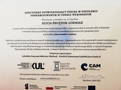 Mediacje i doradztwo - Alicja Świętoń Górniak